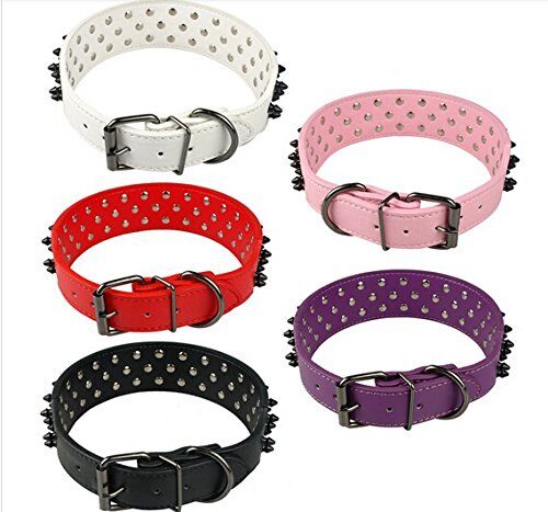 Dogs Kingdom Leather Black Spiked Studded Dog Collar 2" Wide, 31 Spikes 52 Studdeds Pit Bull, Boxer Collar - Image 3