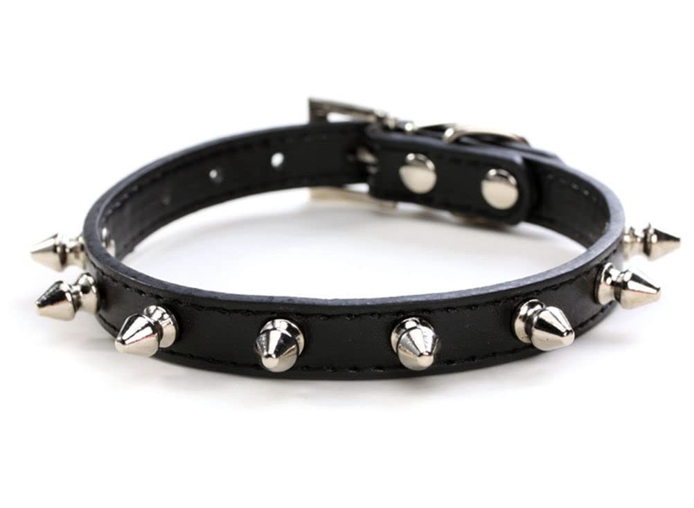 Dog Collars for Small Dogs, Spike Rivet Pu Leather Studded Stud Spiked Puppy Collar for XS Small Breed Pet Boy Dogs Male Cat Chihuahua, Black XS - Image 2