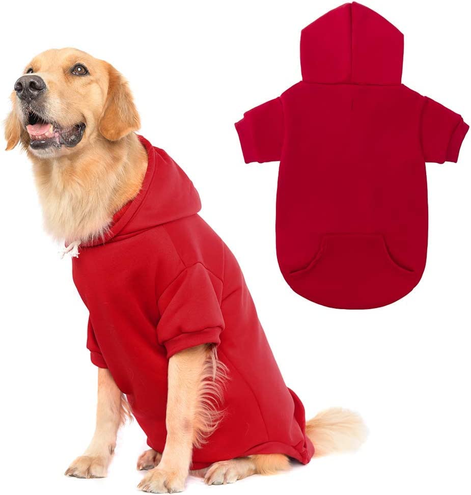 Basic Dog Hoodie - Soft and Warm Dog Hoodie Sweater with Leash Hole and Pocket, Dog Winter Coat, Cold Weather Clothes for XS-XXL Dogs