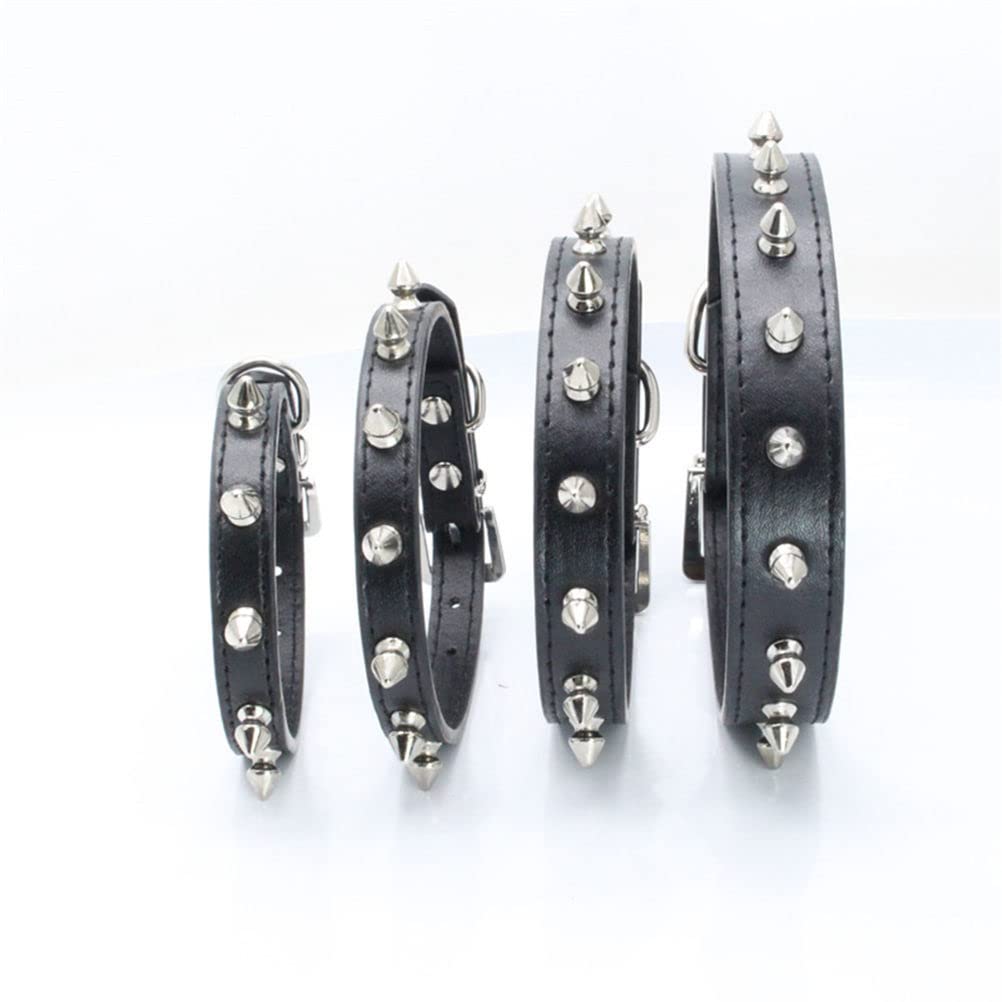 Dog Collars for Small Dogs, Spike Rivet Pu Leather Studded Stud Spiked Puppy Collar for XS Small Breed Pet Boy Dogs Male Cat Chihuahua, Black XS - Image 3