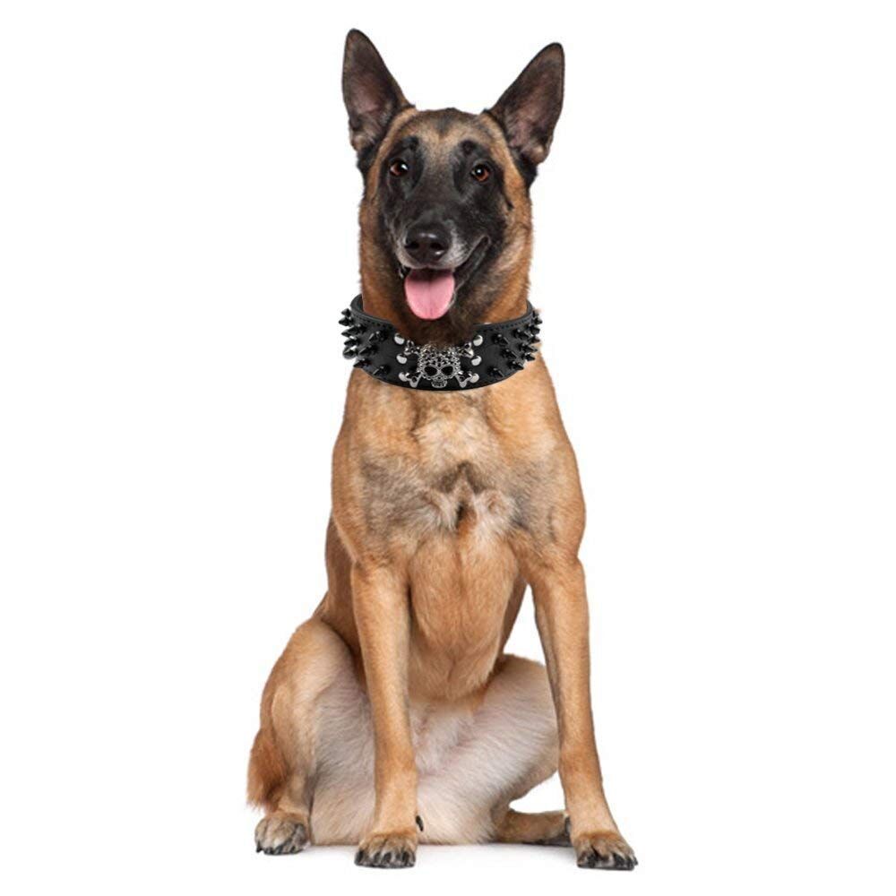 Serijoars Spiked Studded Dog Collar, PU Leather Dog Collar, Adjustable Pet Collars for Medium or Large Breed Pet (XL, Gold Brown2) - Image 4