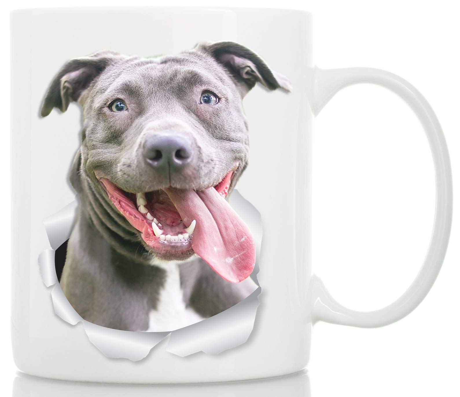 Winston & Bear Happy Pit Bull Mug ? Pitbull Ceramic Coffee Mug - Perfect Pitbull Gifts - Funny Cute Pit Bull Dog Coffee Mug for Dog Lovers and Owners (11oz)