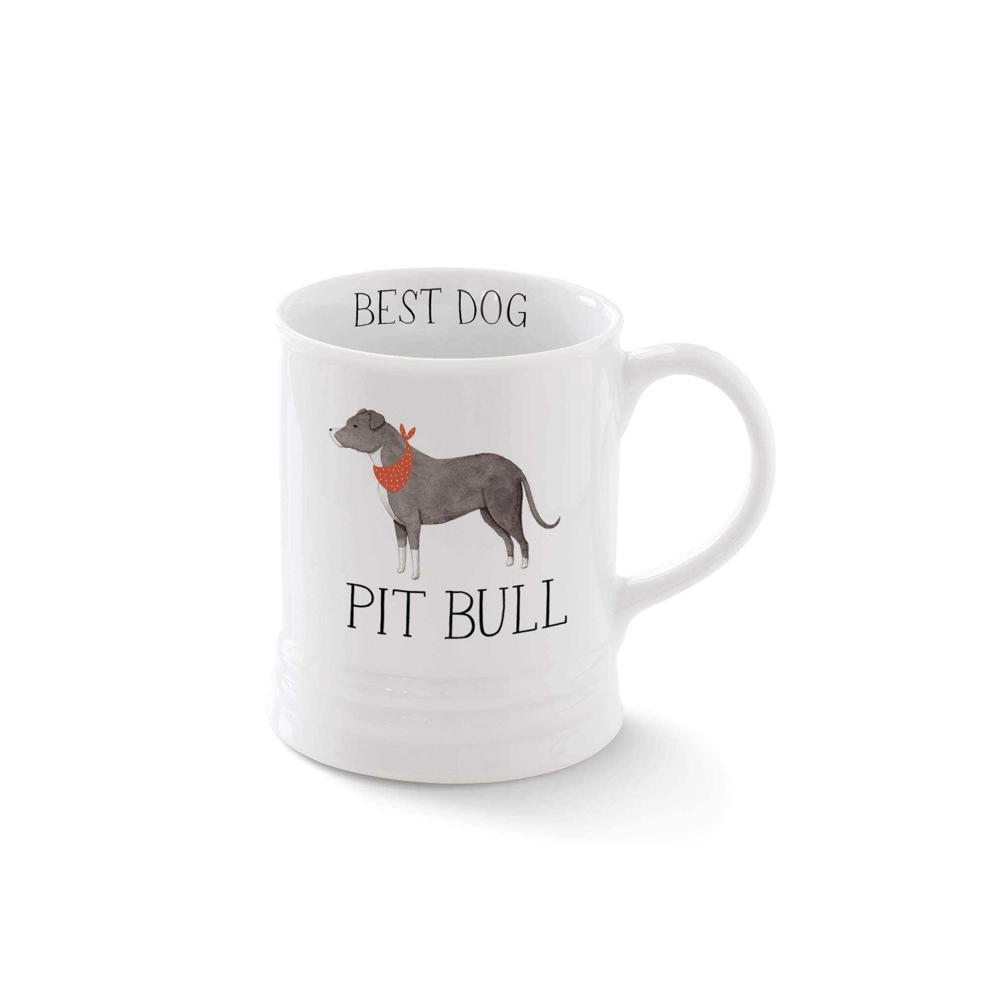 Fringe Studio Pitbull Ceramic Mug, 12 oz, White