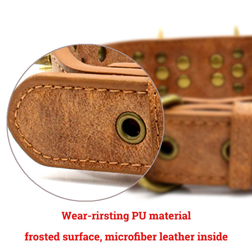 The Mighty Large Spiked Studded Dog Collar - Protect Your Dog's Neck from Bites, Durable & Stylish, for Large Dogs (Brown S) - Image 4