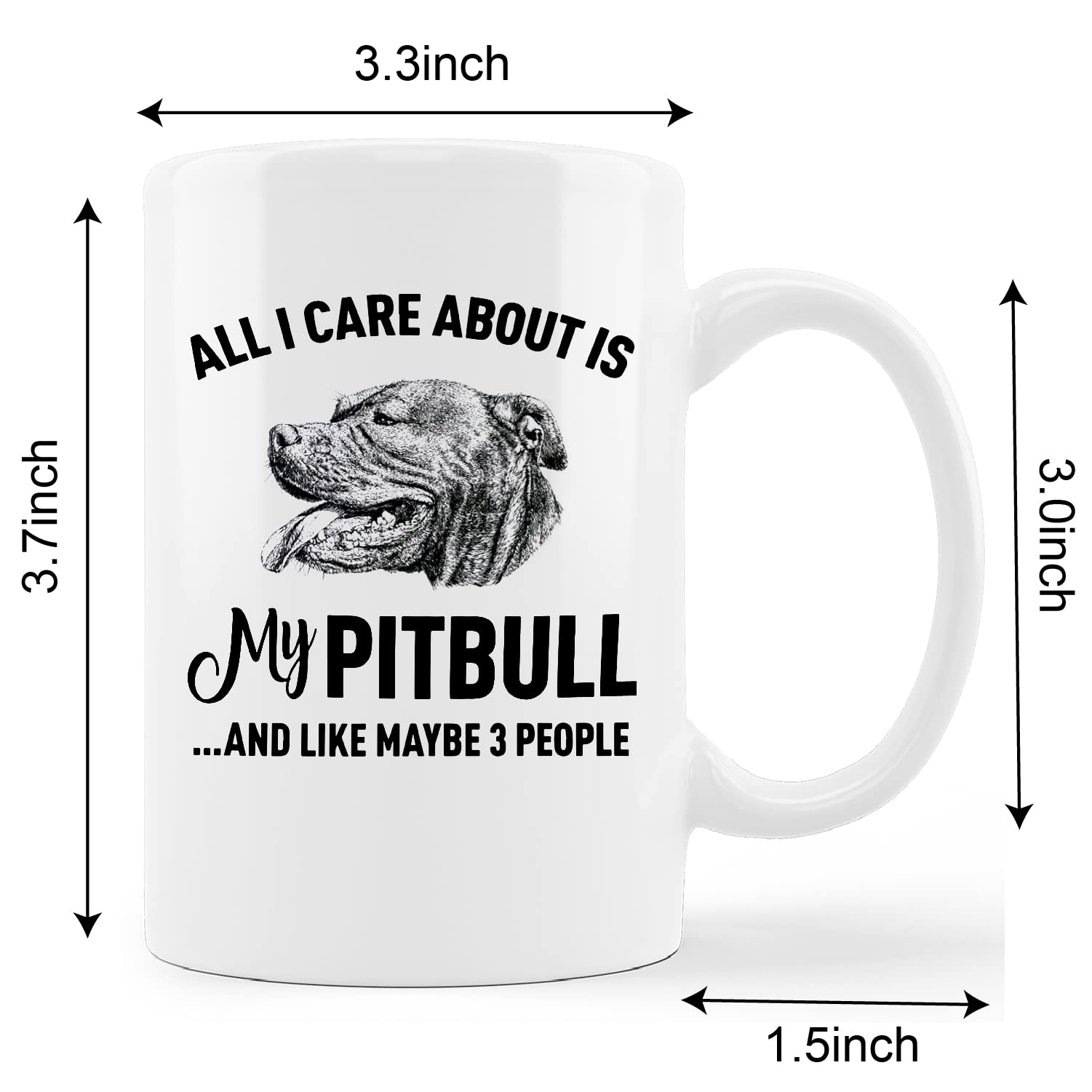 kunlisa Funny Pitbull Mug Cup,All I Care About is My Pitbull Ceramic Mug-11oz Coffee Milk Tea Mug Cup,Gifts For Dog Lovers Pitbull Mom Dog Mom Women Teen Girls,Pet Lovers Gifts - Image 2