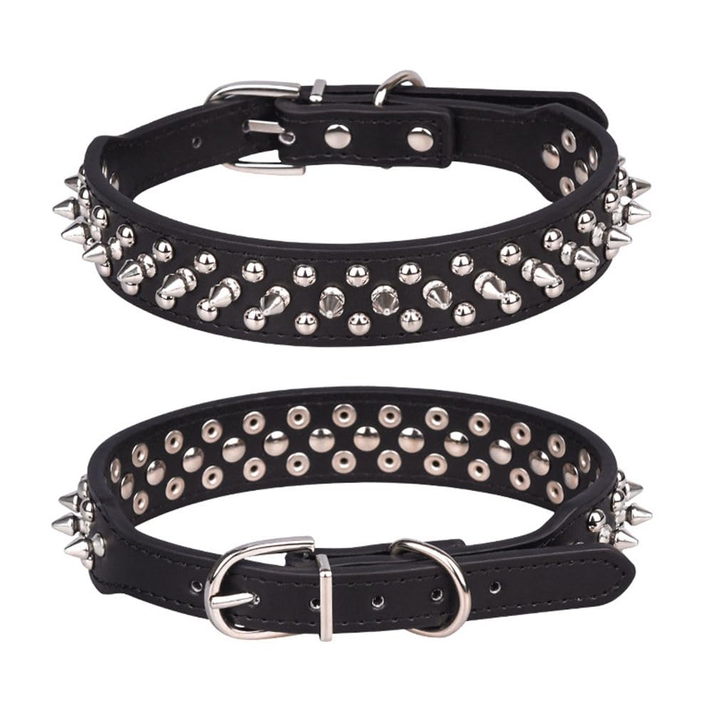 Spiked Dog Collar, Mushrooms Rivet Spike Anti-Bite Studded Protective Pet Neck Pu Leather Puppy Collars for XXS XS Small Medium Large Boy Dogs Male Cats Goat, Black S - Image 4
