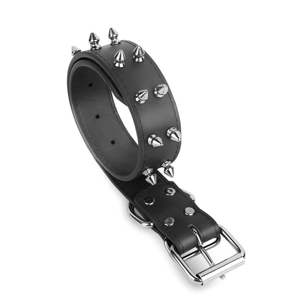 Glanhook Keep Your Dog Safe and Stylish with Our 21" Adjustable Spiked Dog Collar - Durable Black Leather Collars Design for Added Protection M - Image 7