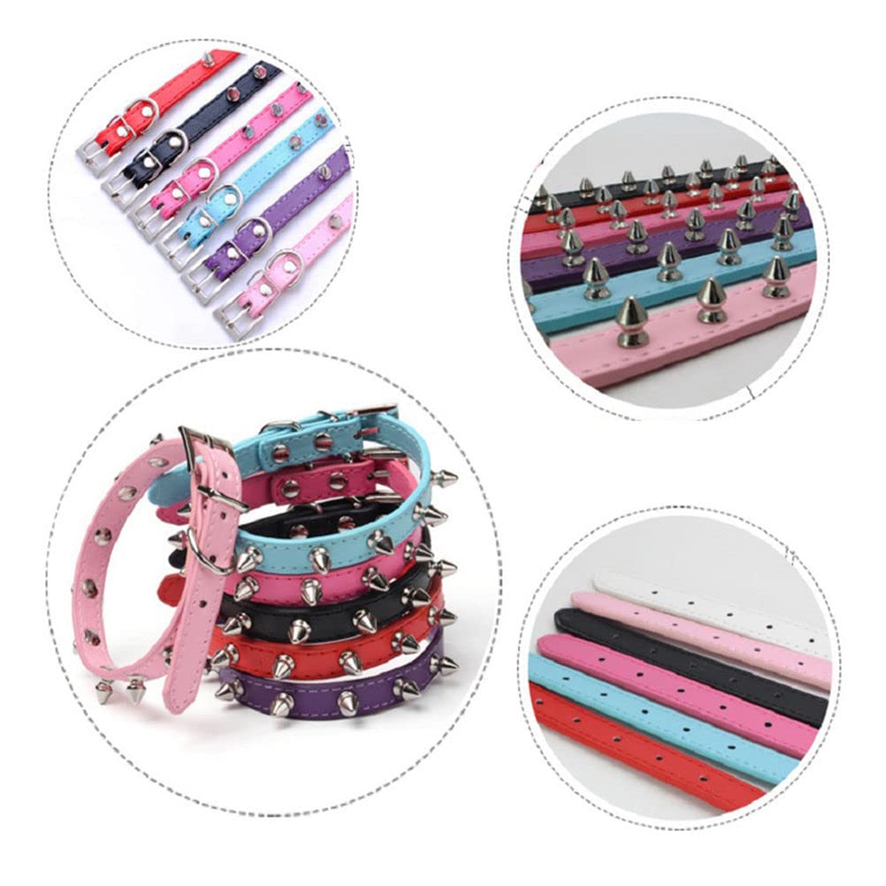 Dog Collars for Small Dogs, Spike Rivet Pu Leather Studded Stud Spiked Puppy Collar for XS Small Breed Pet Boy Dogs Male Cat Chihuahua, Black XS - Image 4