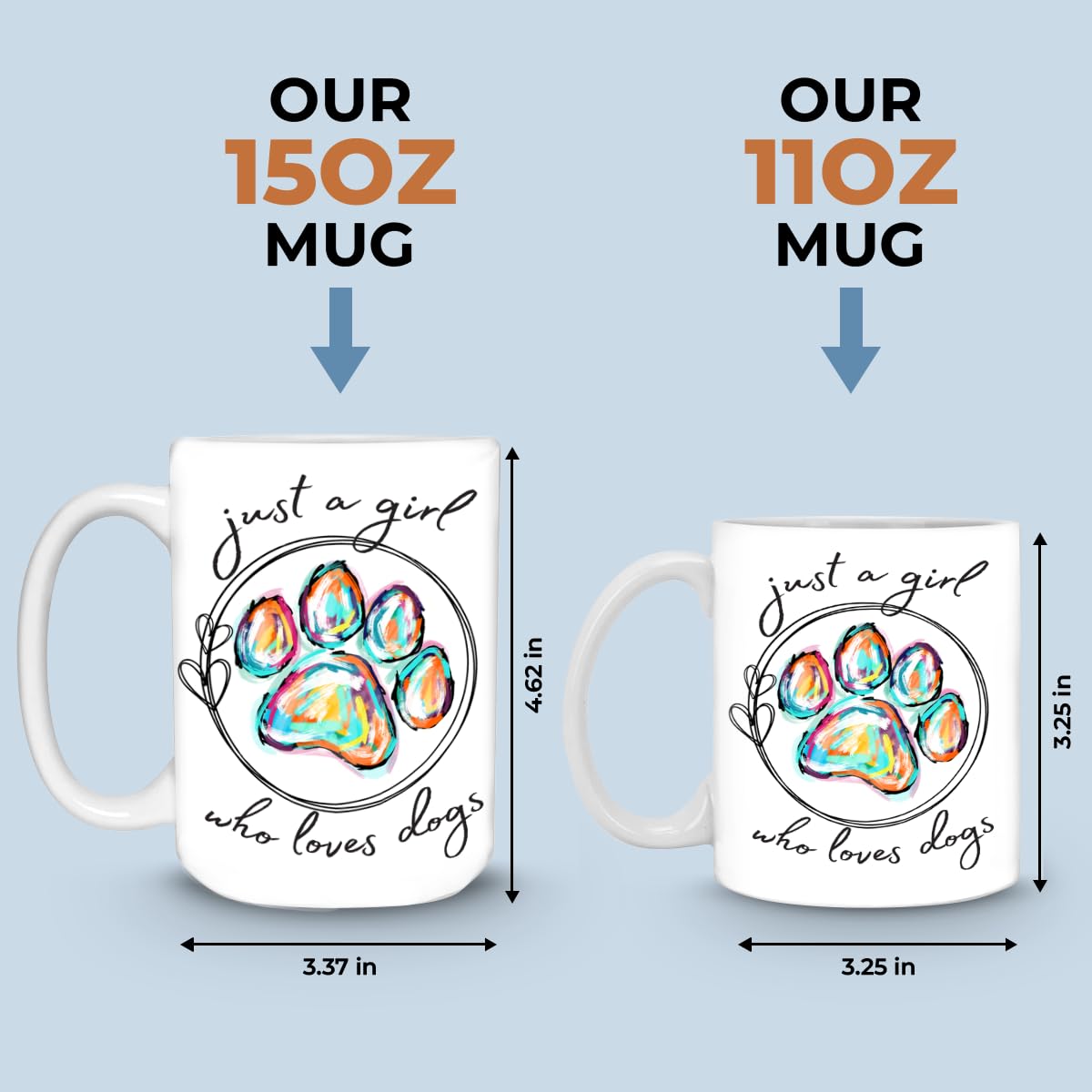 Posify Just A Girl Who Loves Dogs Coffee Mug 11Oz - Dog Mom Gift for Women Wife, Mothers Day Valentines Day Birthday Gifts for Dog Lovers, Gifts for Pet Owners, Gifts for Mom From Daughter Son Husband - Image 2