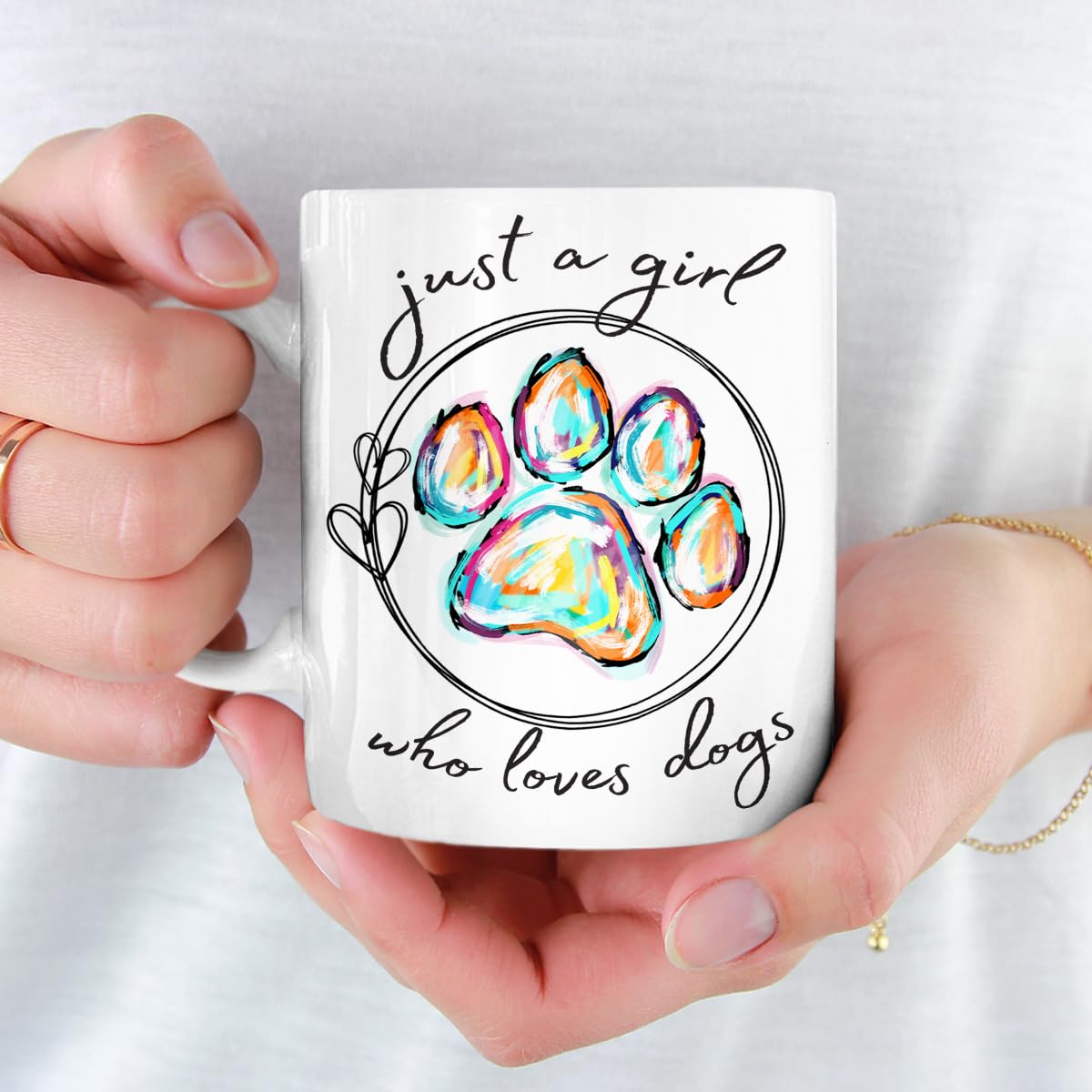 Posify Just A Girl Who Loves Dogs Coffee Mug 11Oz - Dog Mom Gift for Women Wife, Mothers Day Valentines Day Birthday Gifts for Dog Lovers, Gifts for Pet Owners, Gifts for Mom From Daughter Son Husband - Image 4
