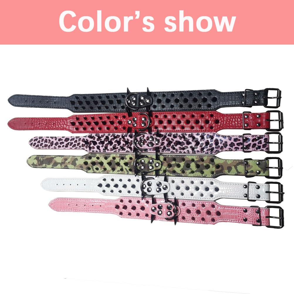 Spiked Dog Collars for Medium Large Dogs, Sharp Spike Studded Anti-Bite Protect Pets Neck Adjustable for Mastiff Pitbull Pug Bulldog, Black Rivets 2-Inch Wide Black Faux Leather 19-22" - Image 5