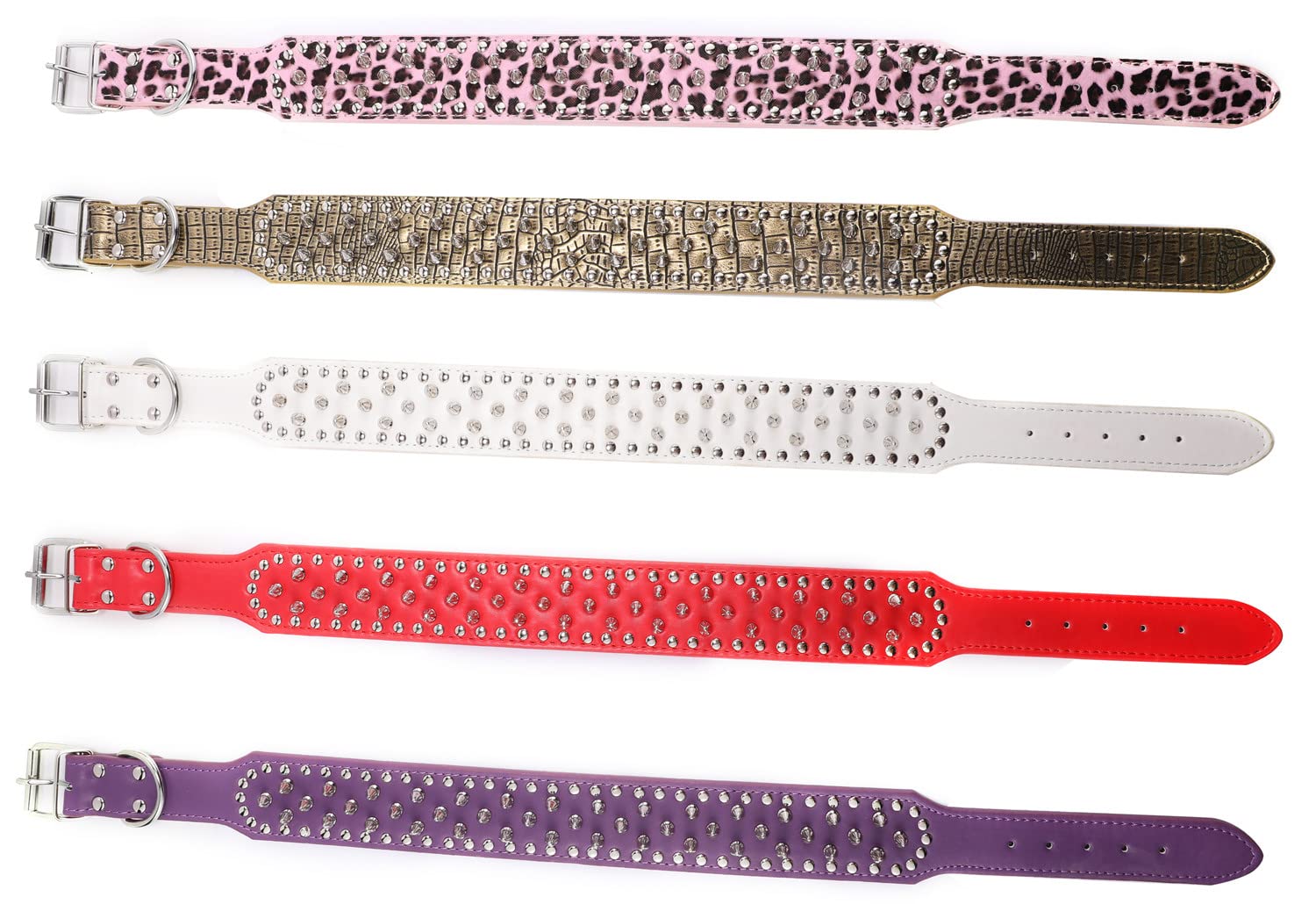 BTDCFY Hoot PU Leather Adjustable Spiked Studded Dog Collar 2" Wide 31 Spikes 52 Studs (S(Neck 17"-20"), Purple) - Image 4