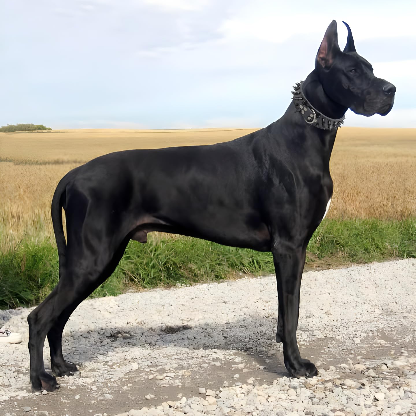 Spiked Dog Collars for Medium Large Dogs, Sharp Spike Studded Anti-Bite Protect Pets Neck Adjustable for Mastiff Pitbull Pug Bulldog, Black Rivets 2-Inch Wide Black Faux Leather 19-22" - Image 7