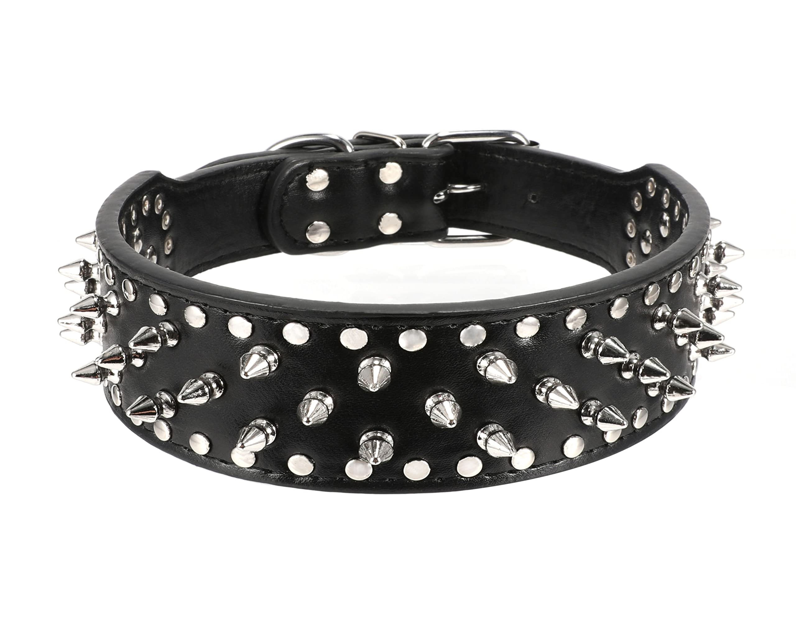 KocaPlye Spiked Dog Collar Rivet Studded Adjustable PU Leather Spikes Collar for Medium Large Dogs 2" Wide Spike Collars - Image 6
