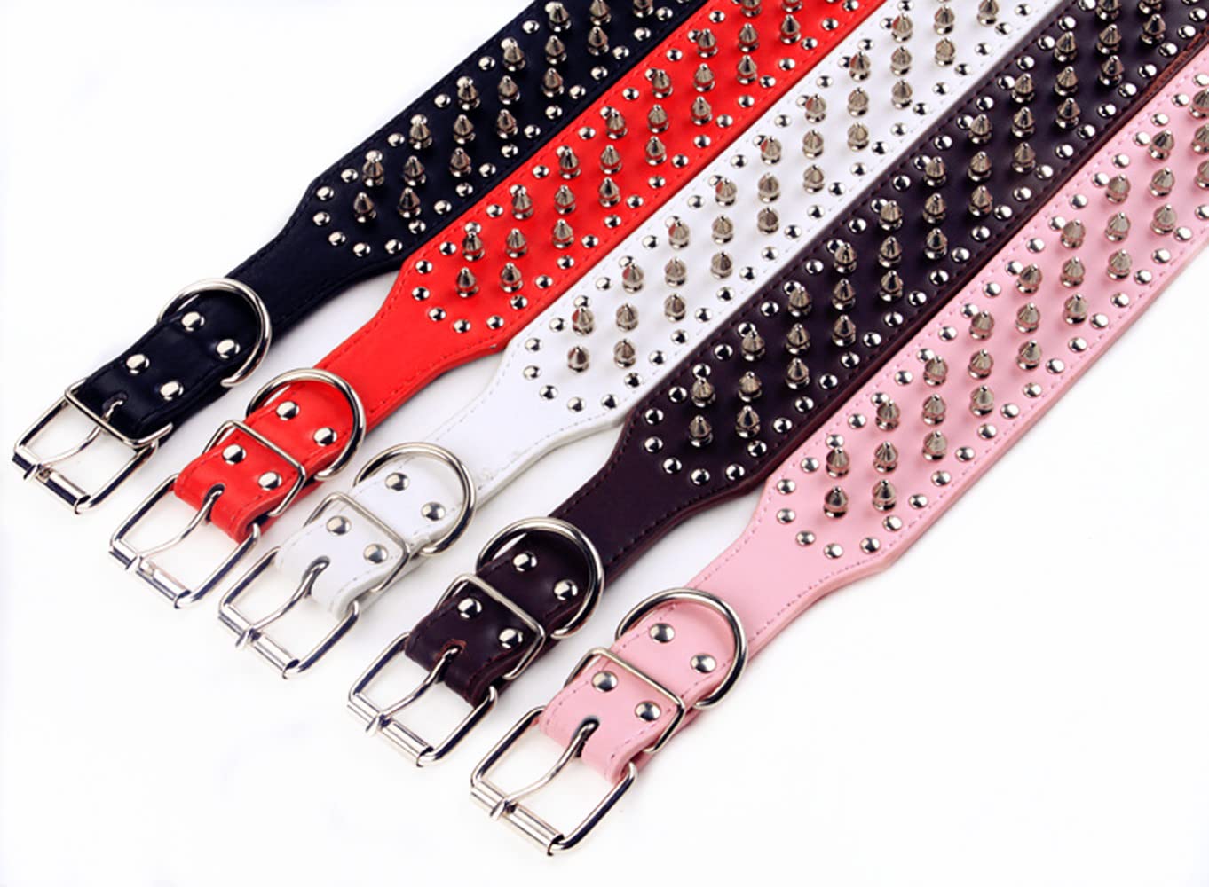 KocaPlye Spiked Dog Collar Rivet Studded Adjustable PU Leather Spikes Collar for Medium Large Dogs 2" Wide Spike Collars - Image 4