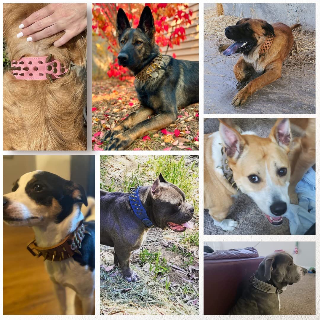 The Mighty Large Spiked Studded Dog Collar - Protect Your Dog's Neck from Bites, Durable & Stylish, for Large Dogs (Brown S) - Image 8