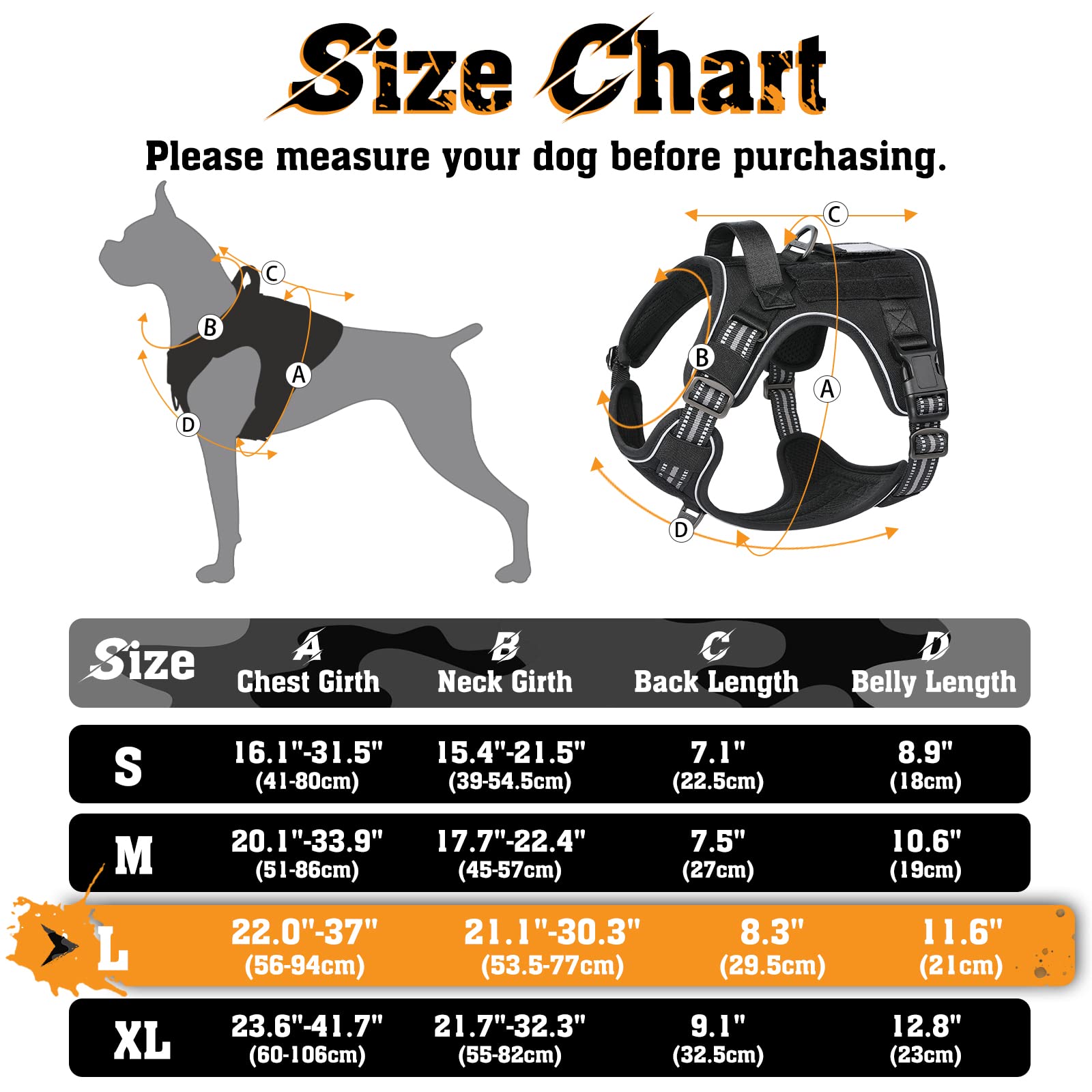 rabbitgoo Dog Harness for Large Dogs No Pull, Tactical Service Dog Vest with Molle and Control Handle, Adjustable and Reflective Military Pet Harness for Easy Walking and Training, Black, L - Image 9