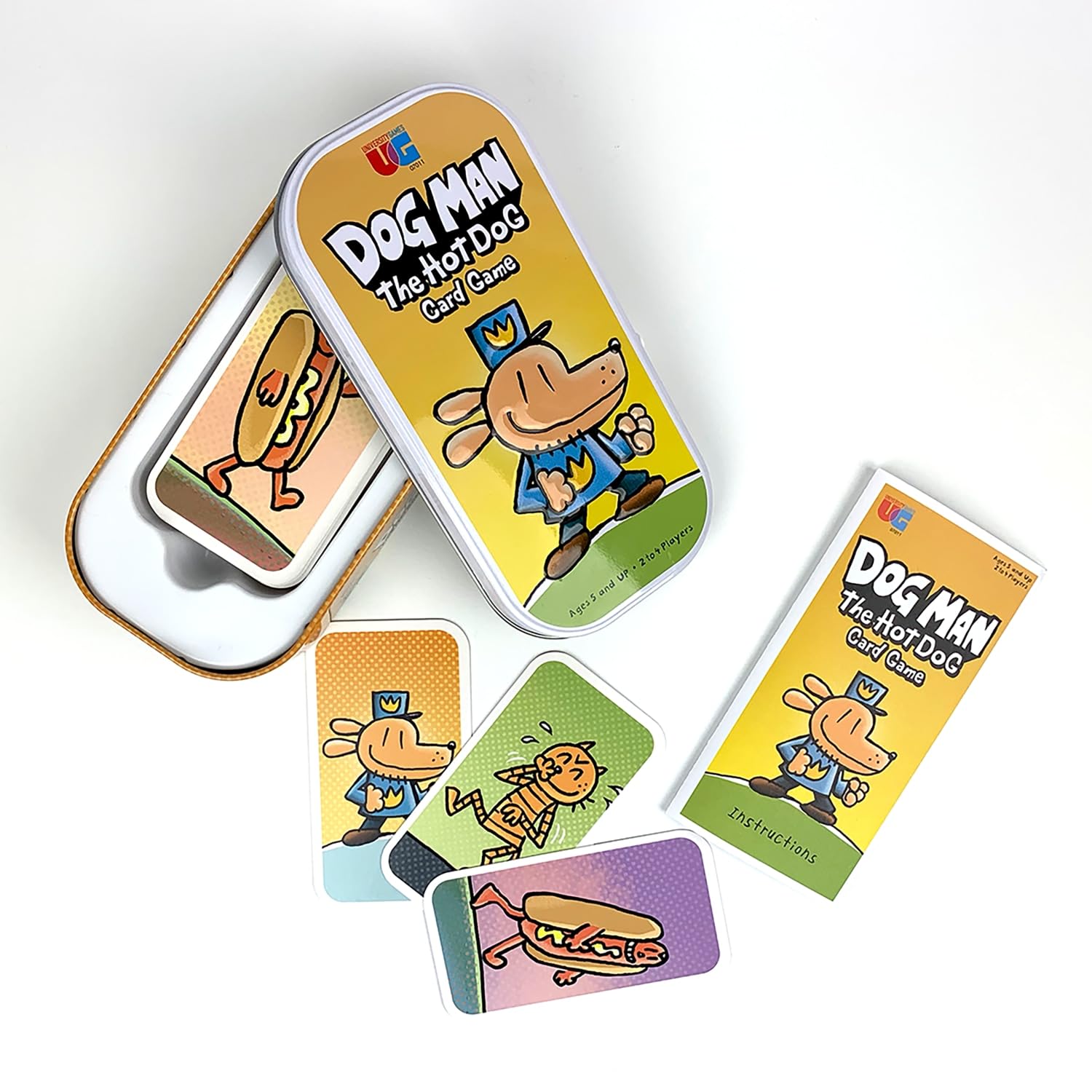 University Games Dog Man Hot Dog Card Game in a Tin , The Fast and Frenzied Collection Game for Kids Featuring Art from the Dog Man Books by Dav Pilkey, for Players Ages 6 and Up - Image 7