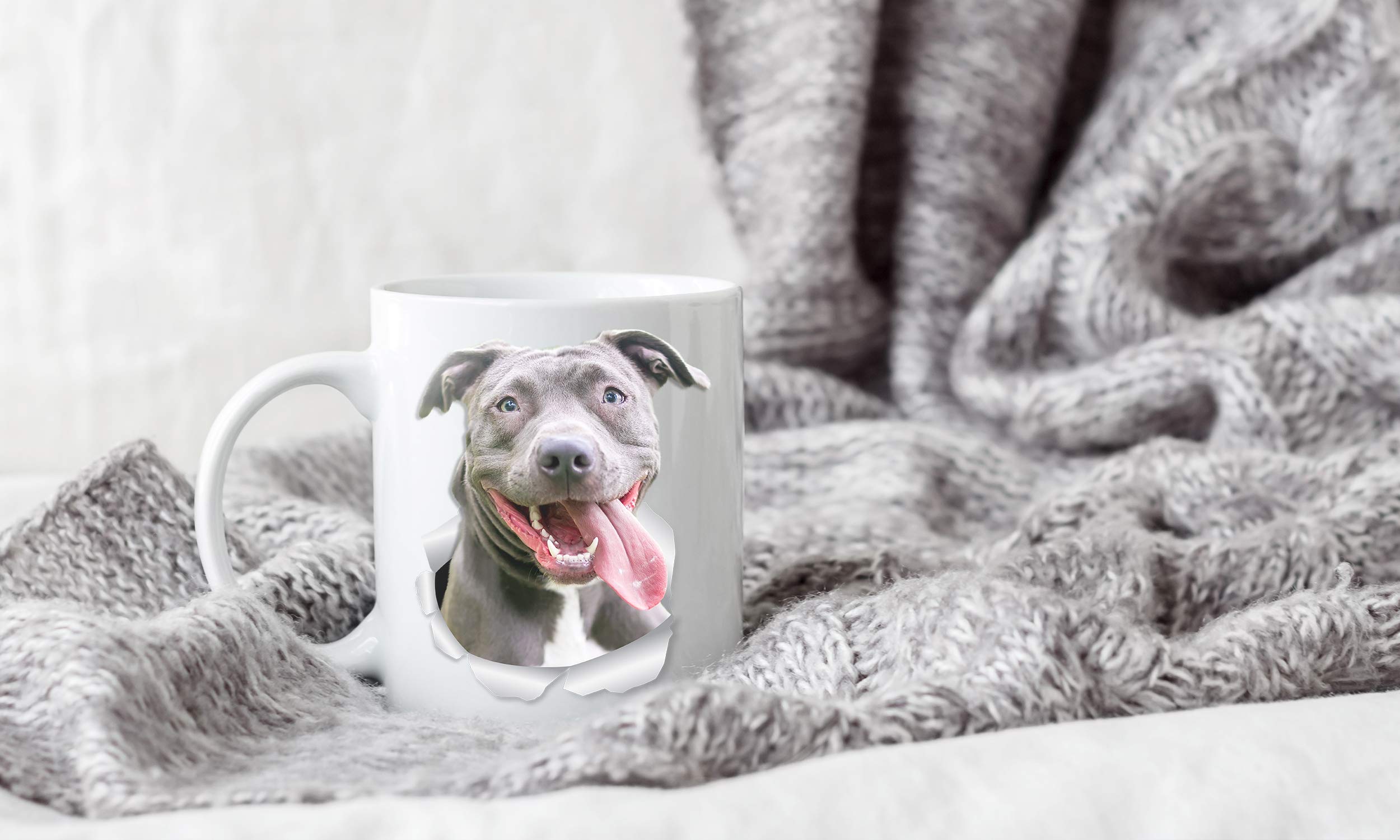 Winston & Bear Happy Pit Bull Mug ? Pitbull Ceramic Coffee Mug - Perfect Pitbull Gifts - Funny Cute Pit Bull Dog Coffee Mug for Dog Lovers and Owners (11oz) - Image 3