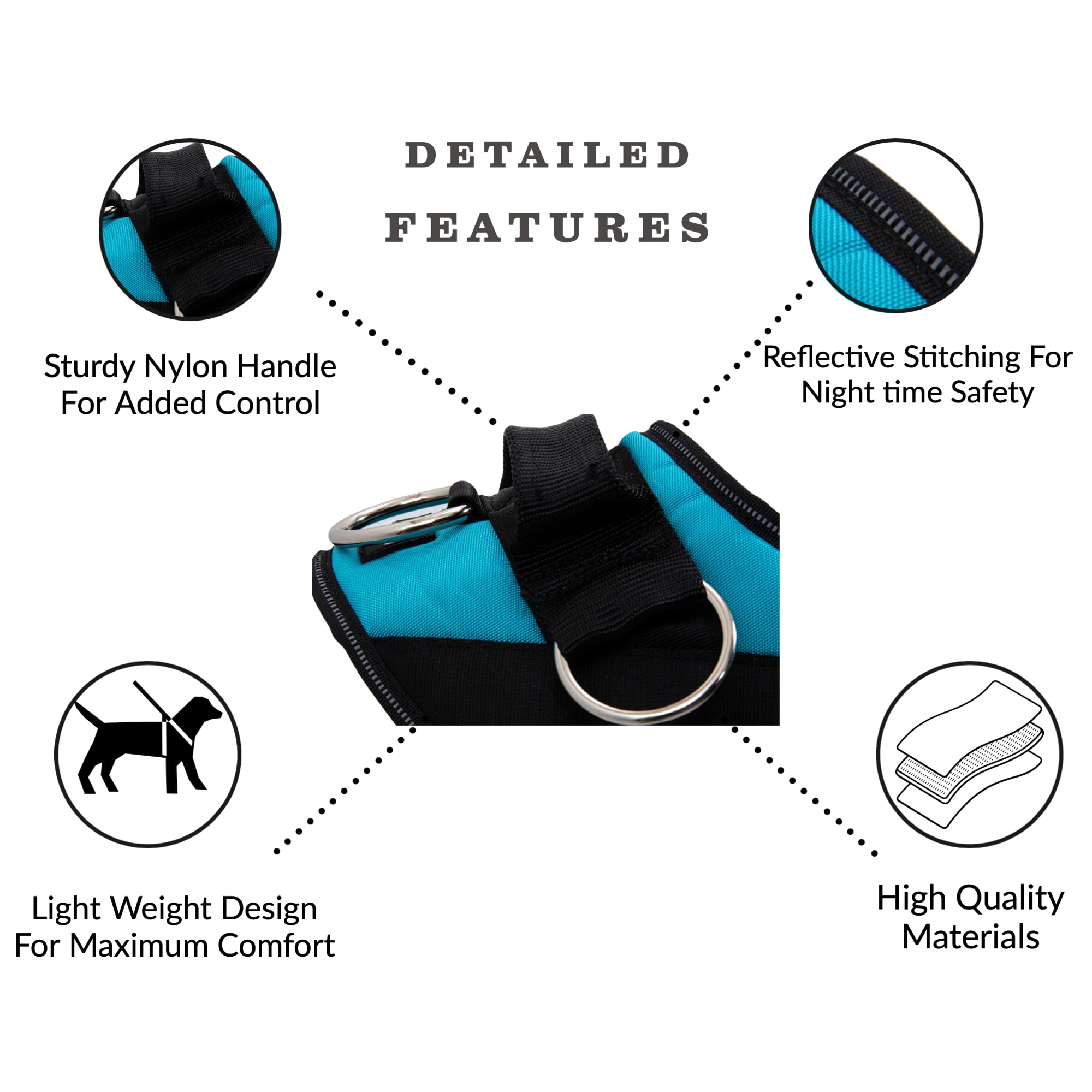 ShawnCo Essential Dog Harness, No-Pull Pet Vest with 3 Leash Clips, No Choke, Reflective, Adjustable and Padded, for Easy Walking and Training for Small, Medium and Large Dogs (Oceanic Blue, S) - Image 3