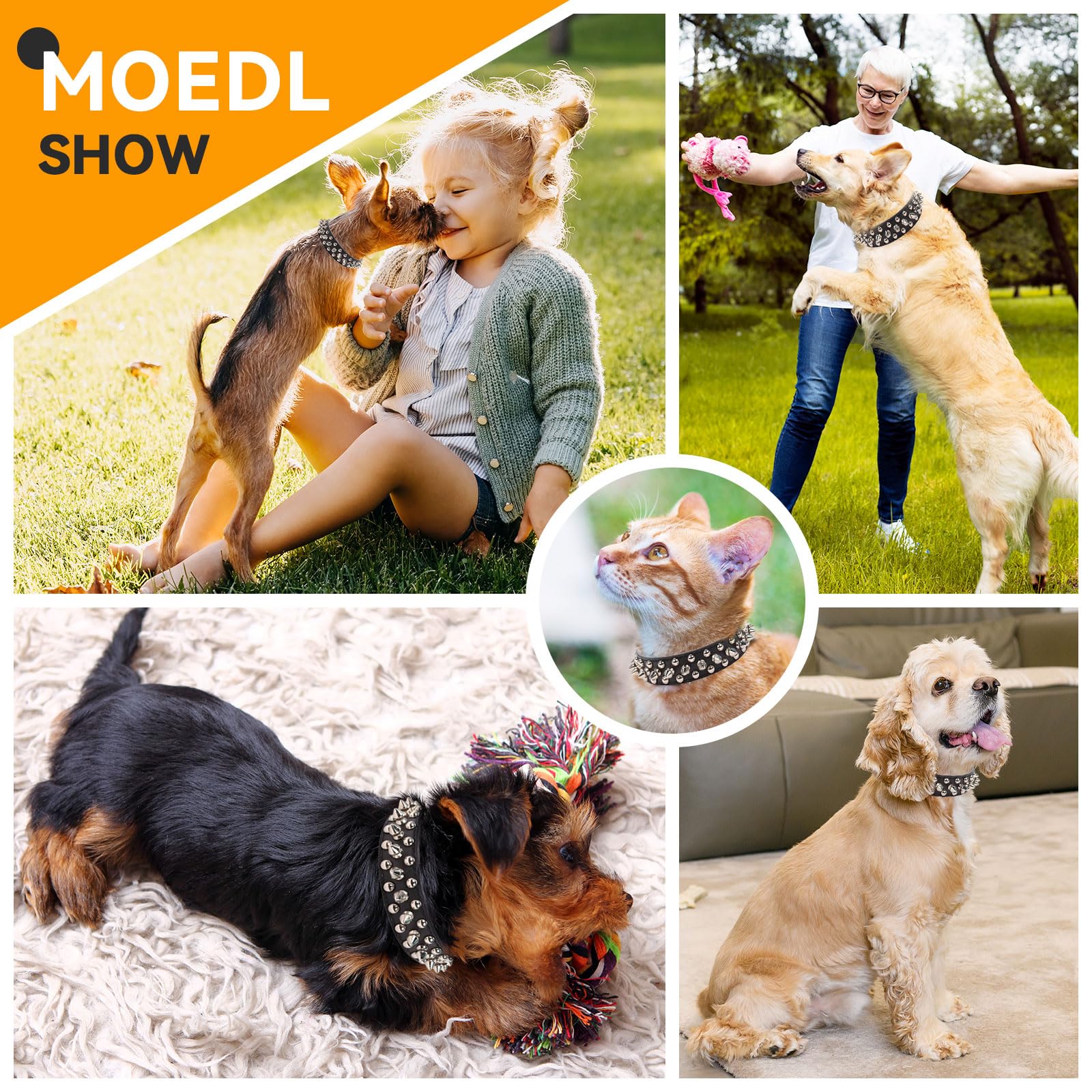 PETCARE Spiked Dog Collar Black Soft Pu Leather Funny Mushrooms Rivet Spike Studded Puppy Collar Adjustable Outdoor Pet Dog Collar for Small Medium Large Dogs Cats Chihuahua Pug Pit Bull Dog Collars - Image 2