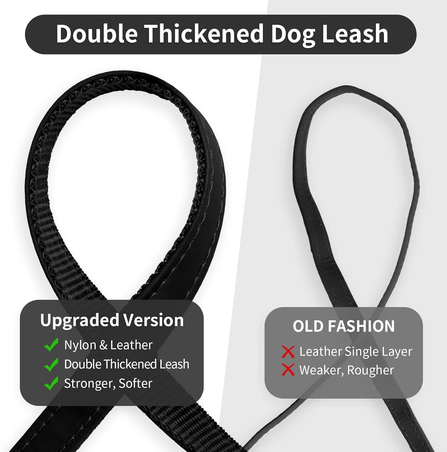 SOYATER Black Dog Collar for Medium Large Dogs Pitbull Collar with Leash Rivet Puppy Pet Cat Adjustable Black Studded Collar Durable PU Leather Spiked Pet Supplies (Black, XXL=19.7""-22.4"") - Image 3