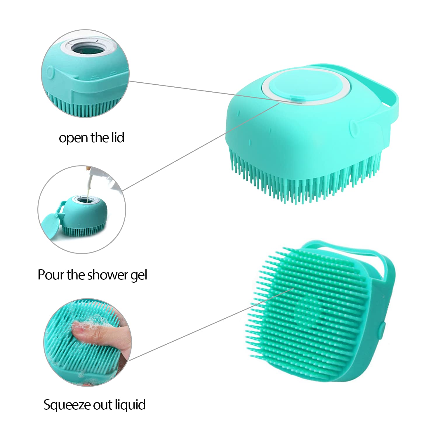 ELEGX Pet Grooming Bath Massage Brush with Soap and Shampoo Dispenser Soft Silicone Bristle for Long Short Haired Dogs Cats Shower (Pink) - Image 4