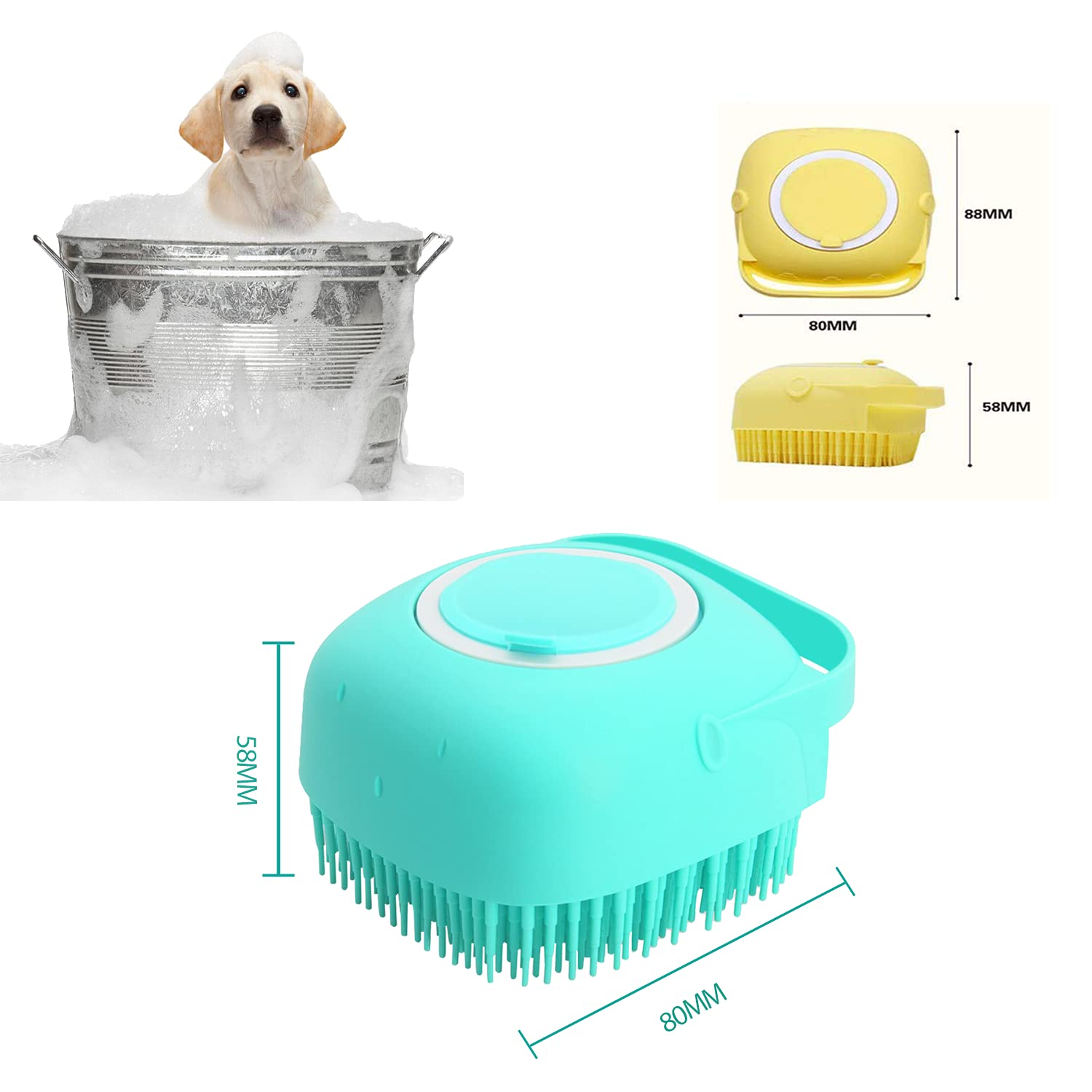 ELEGX Pet Grooming Bath Massage Brush with Soap and Shampoo Dispenser Soft Silicone Bristle for Long Short Haired Dogs Cats Shower (Pink) - Image 6