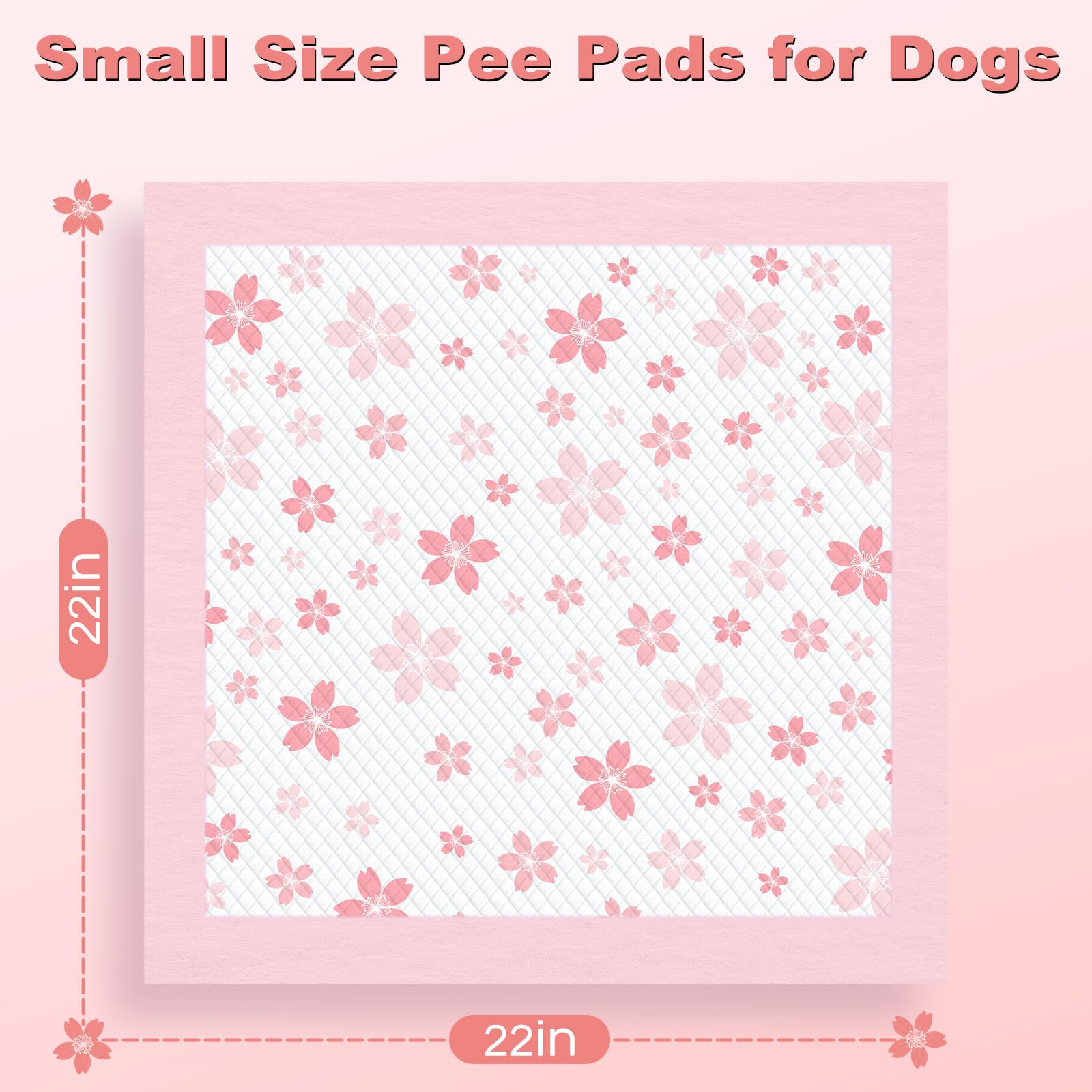 MIZOK Puppy Pads 22"x 22" with Leak-Proof Quick-Dry Design Pee Pads for Dogs Potty Training, 6-Layer Standard Absorbency Dog Pee Pads Regular Size, Pink Cherry Blossom Pattern (50 Counts) - Image 6