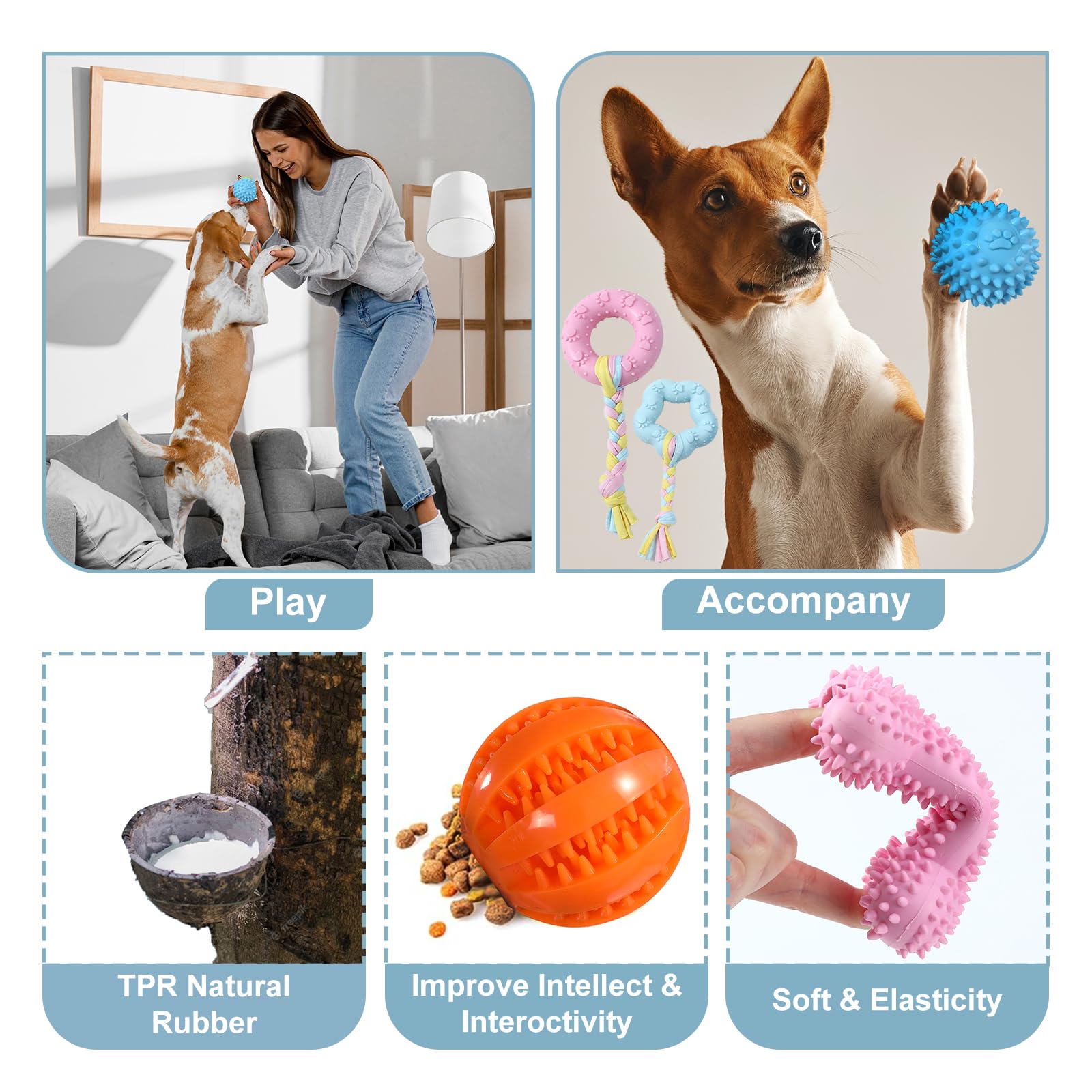 Hihope Dog Puppy Toys for Teething,20 Pack Puppies Teething Chew Toys for Boredom,Dog Chew Toys with Rope Toys,Treat Balls and Squeaky Dog Toys for Small Dog - Image 5