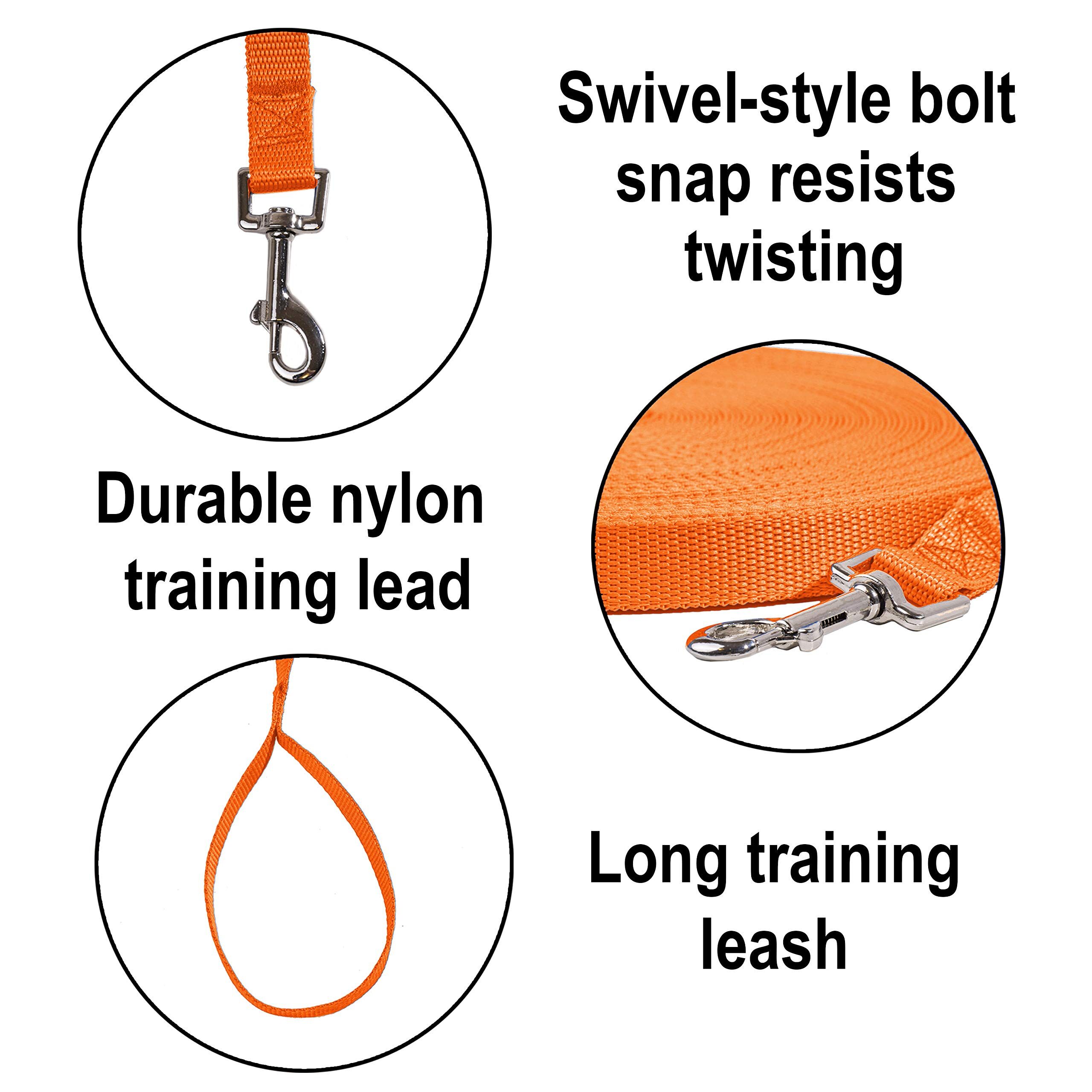 Hi Kiss Dog/Puppy Obedience Recall Training Agility Lead - 15ft 20ft 30ft 50ft 100ft Leash - Great for Play, Camping, or Backyard - Orange - Image 6