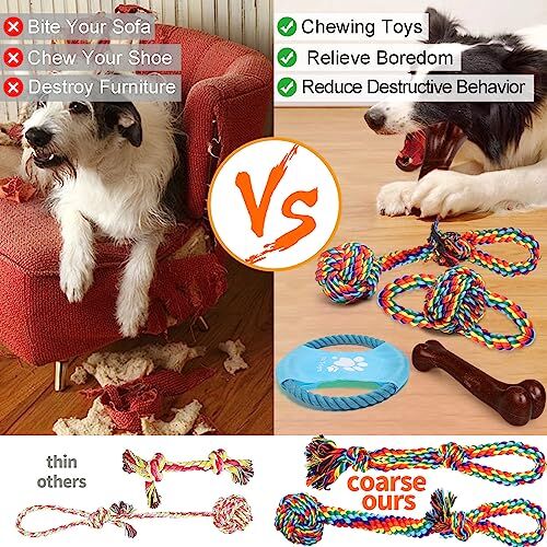 Dog Toys for Aggressive Chewers 13 Pack?Indestructible Tug of War Toys for Small, Medium, Large Dog Breeds , Teeth Cleaning Chew Toys Pet Interactive Rope Toys, Plush with Stuffing Toys for Puppy - Image 5