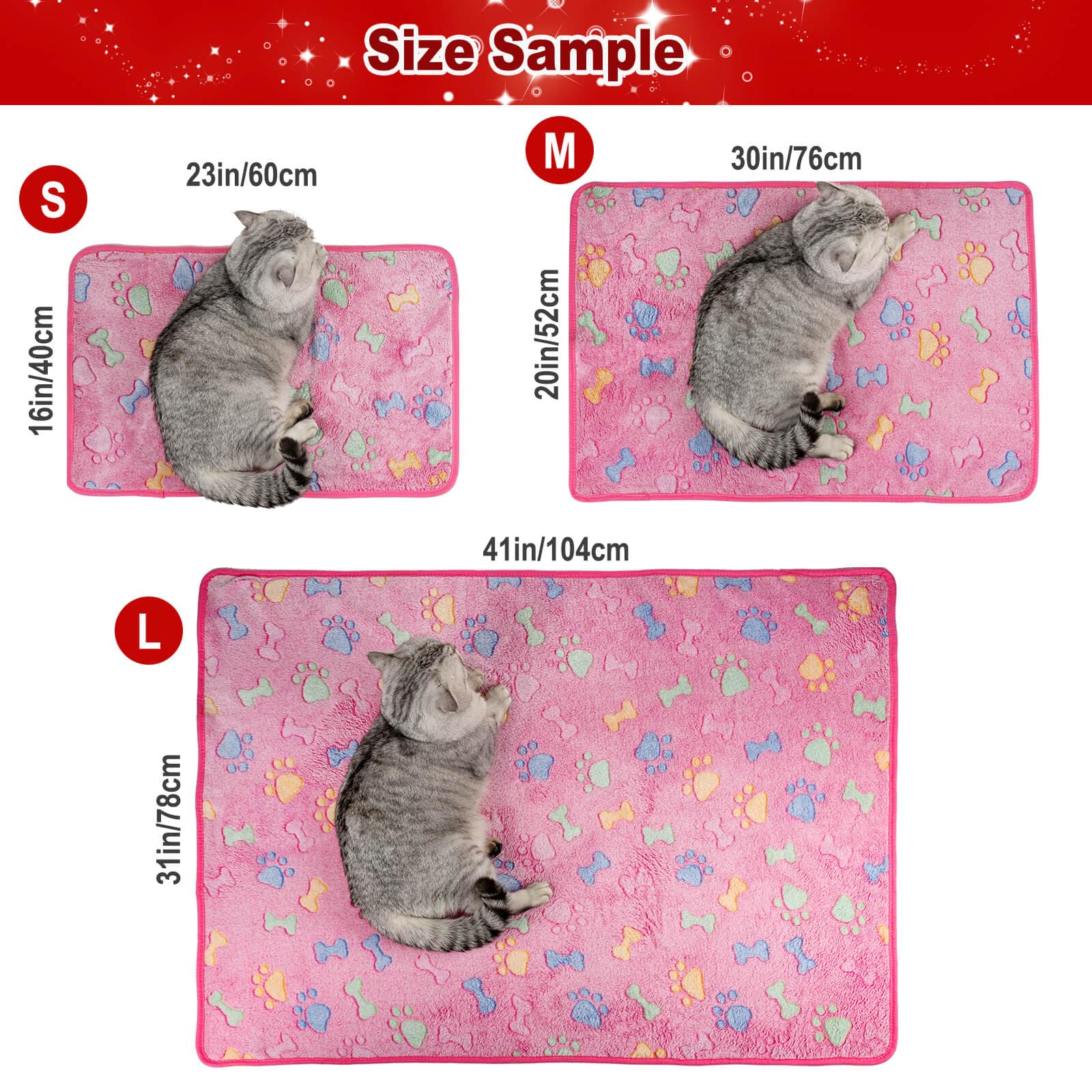 Dono 1 Pack 3 Dog Blanket Soft Fluffy Fleece Blanket for Small, Medium and Large Dogs - Paw Print Pink Pet Blanket Mat - Image 7