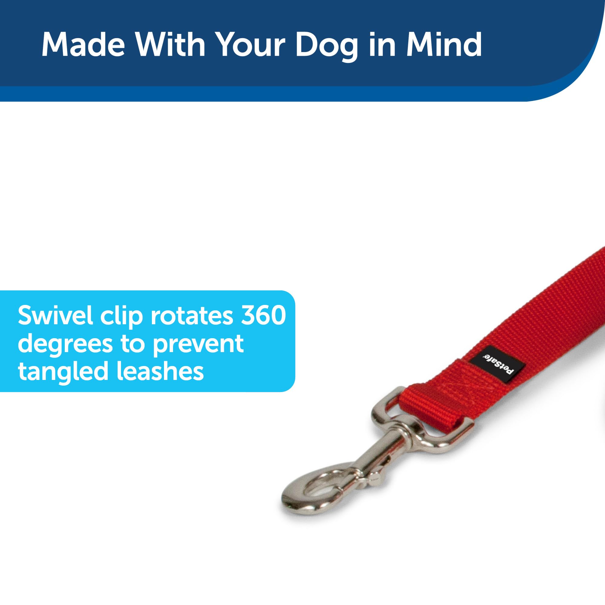PetSafe Nylon Dog Leash ? Strong, Durable, Traditional Style Leash with Easy to Use Bolt Snap for Small, Medium and Large Dogs ? 3/8" x 6', Red - Image 6