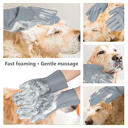 Pet Grooming Gloves - Gentle Dog Bathing Shampoo Brush - Massage Mitt with Enhanced Five Finger Design - Efficient Deshedding Glove for Dogs, Cats, Rabbits and Horses - 1 Pack - Image 6