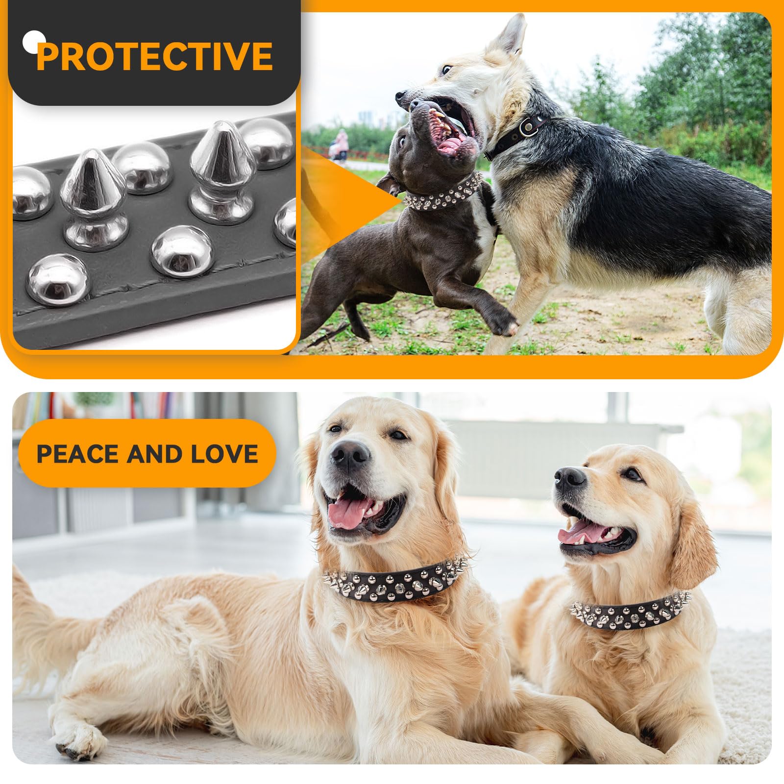 PETCARE Spiked Dog Collar Black Soft Pu Leather Funny Mushrooms Rivet Spike Studded Puppy Collar Adjustable Outdoor Pet Dog Collar for Small Medium Large Dogs Cats Chihuahua Pug Pit Bull Dog Collars - Image 7