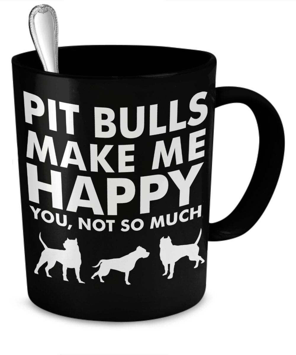 DogsMakeMeHappy Cool Pit Bull Dogs Cup - Pit Bulls Make Me Happy - Funny Rescue Coffee Mug - Image 2