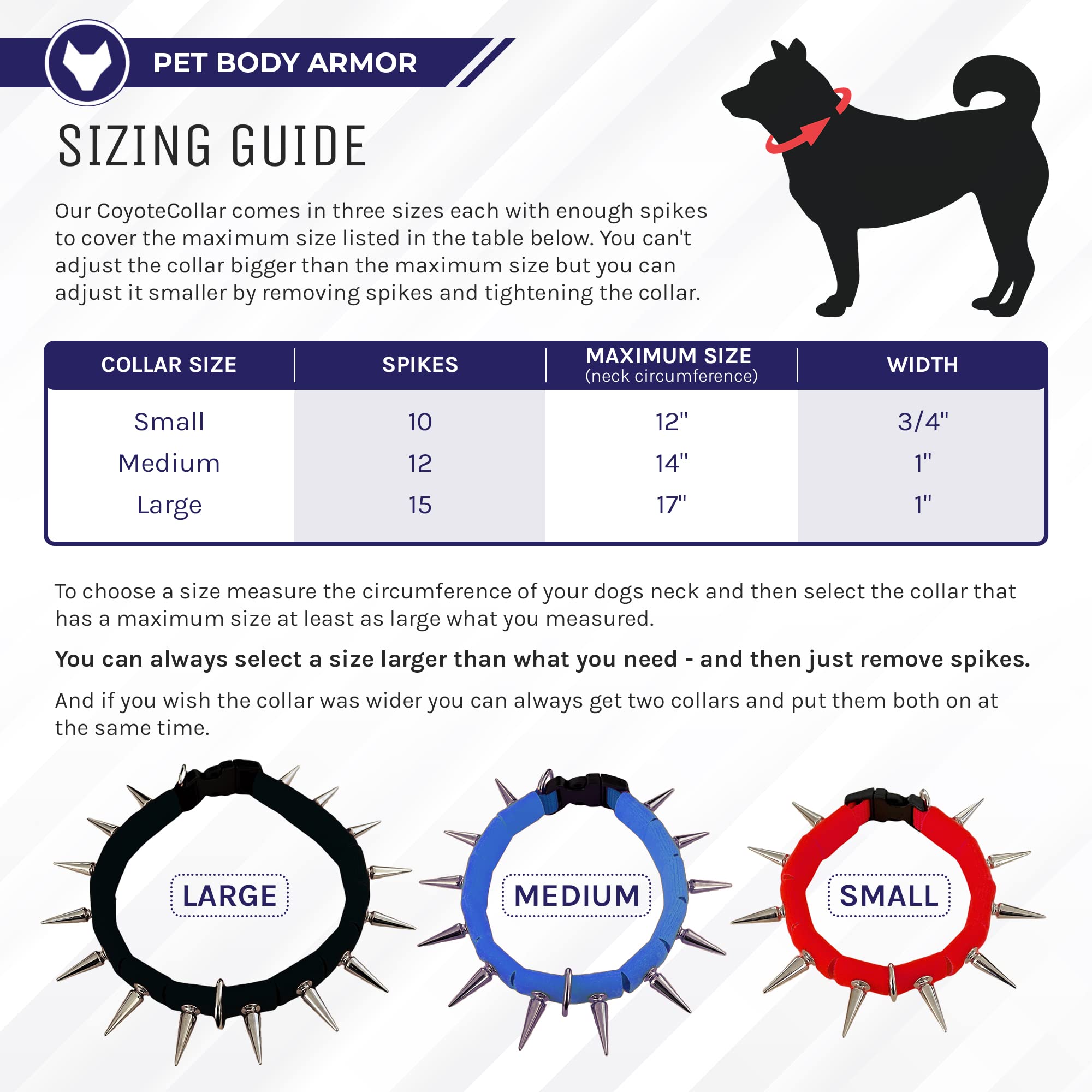 CoyoteCollar Black Dog Collars for Small Dog Breeds; Adjustable Spiked Dog Collar by CoyoteVest - Image 7