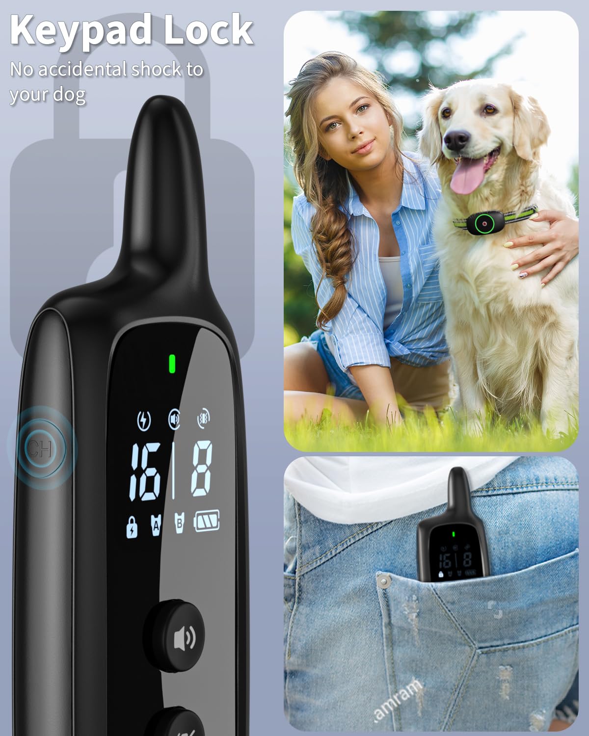 Dog Training Collar with Remote - Rechargeable Waterproof E-Collar for Large, Medium and Small Dogs, 3 Training Modes, Range up to 3300Ft - Image 2